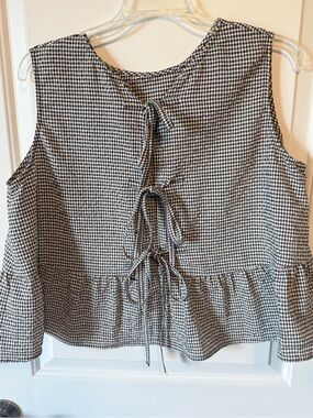 Primark Gingham Peplum Sleeveless Tie-Front Top size Large.